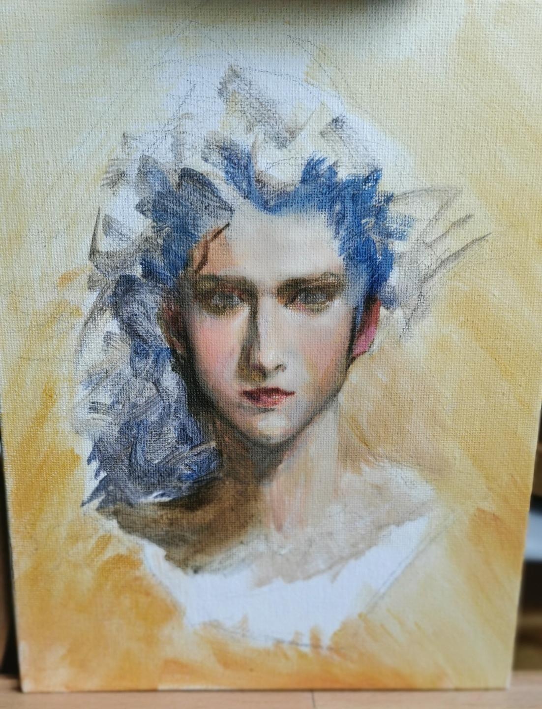 Portrait peinture huile WIP par otsoa