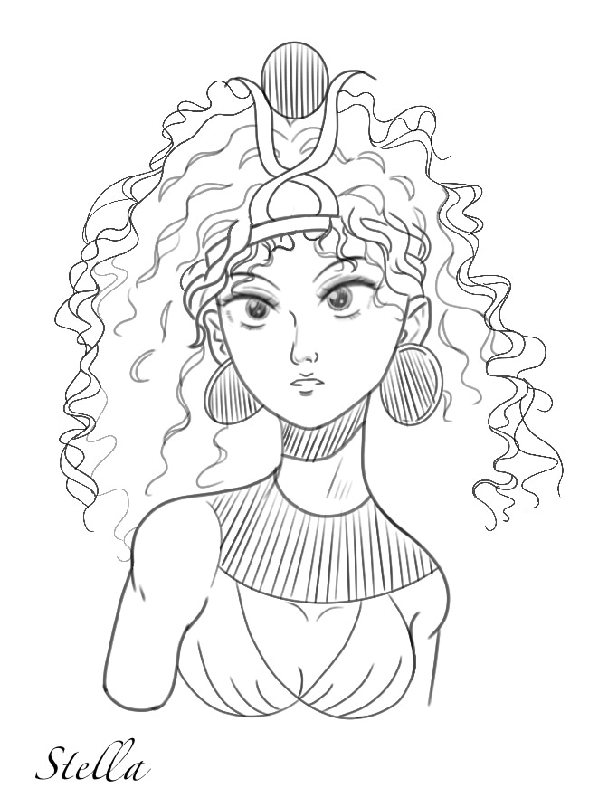 Création personnage OC : Reine Égypte croquis par Stella Moon