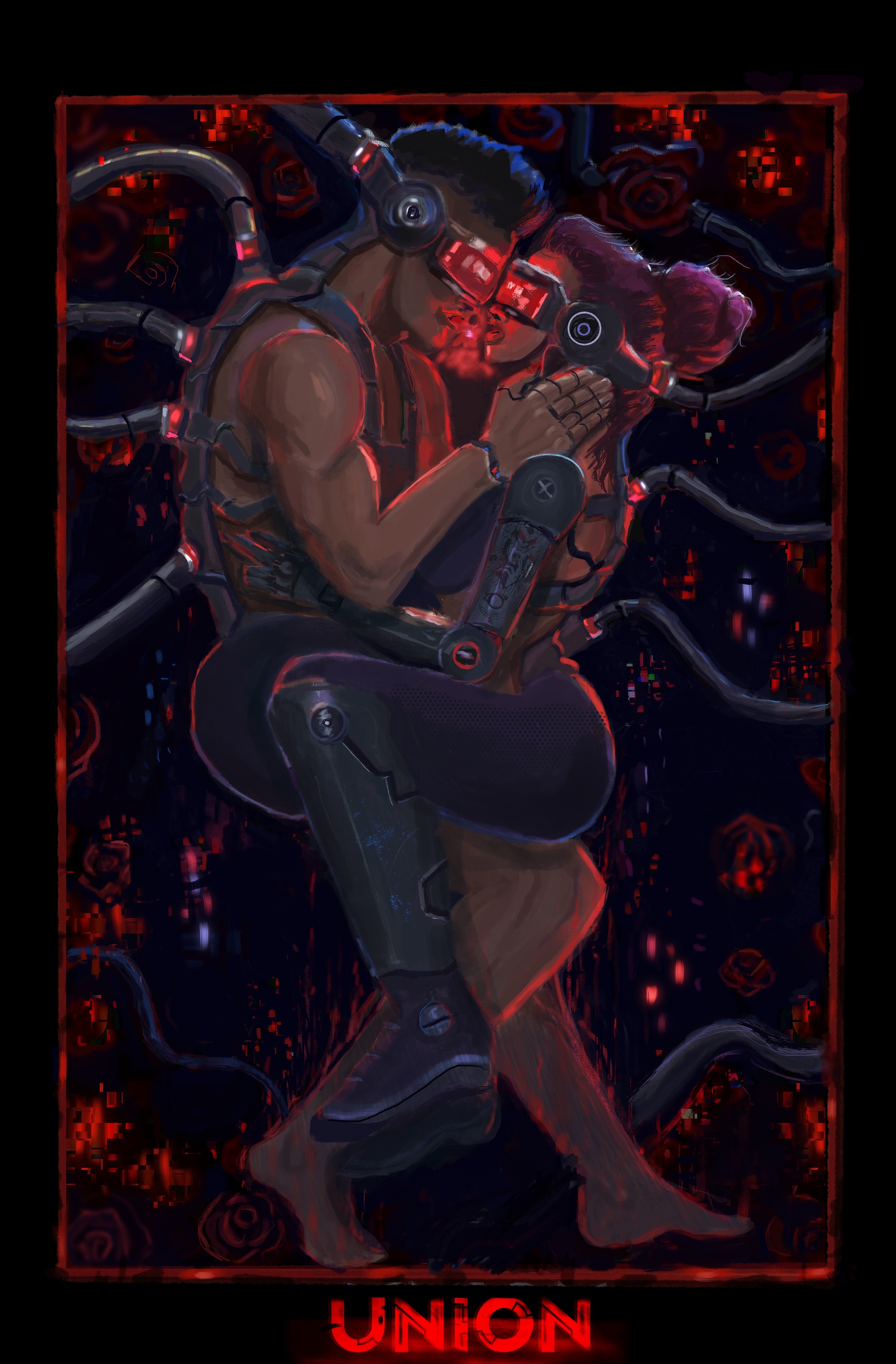 Union carte de tarot cyberpunk par Wayfarer