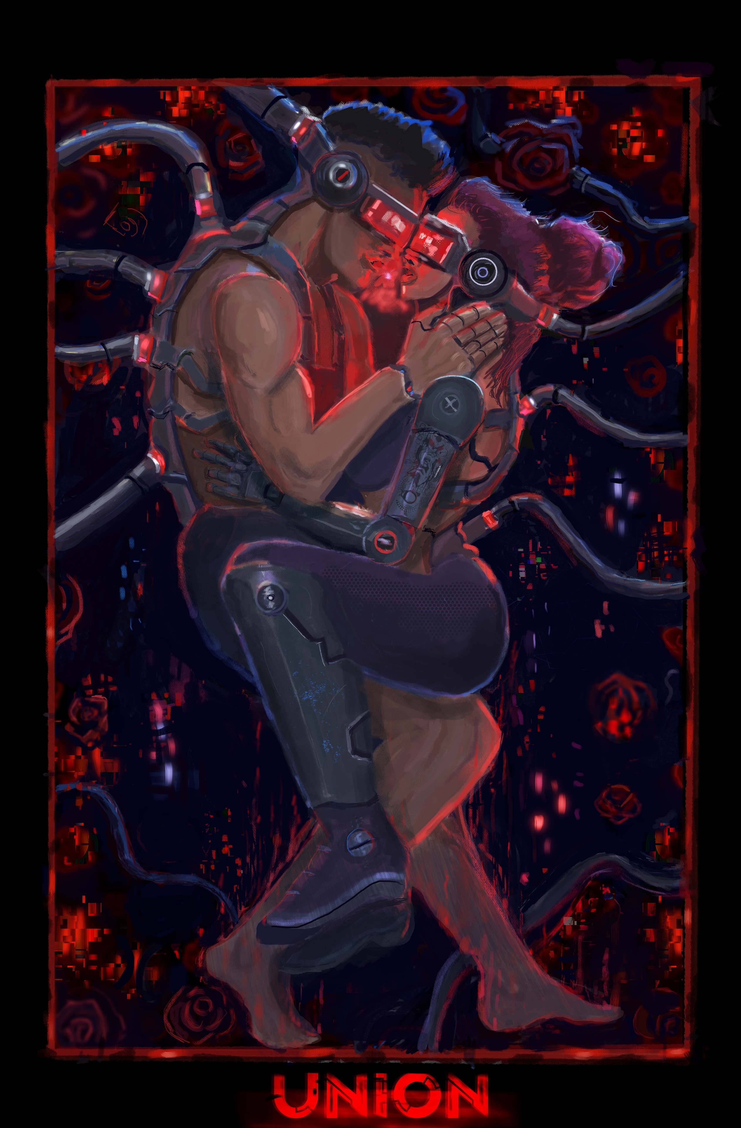 Union carte de tarot cyberpunk par Wayfarer