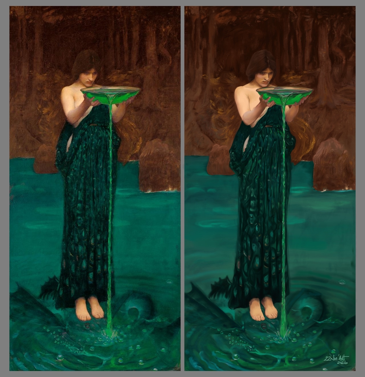 Circe  Invidiosa de John William Waterhouse (1892) Étude par 22nin-art