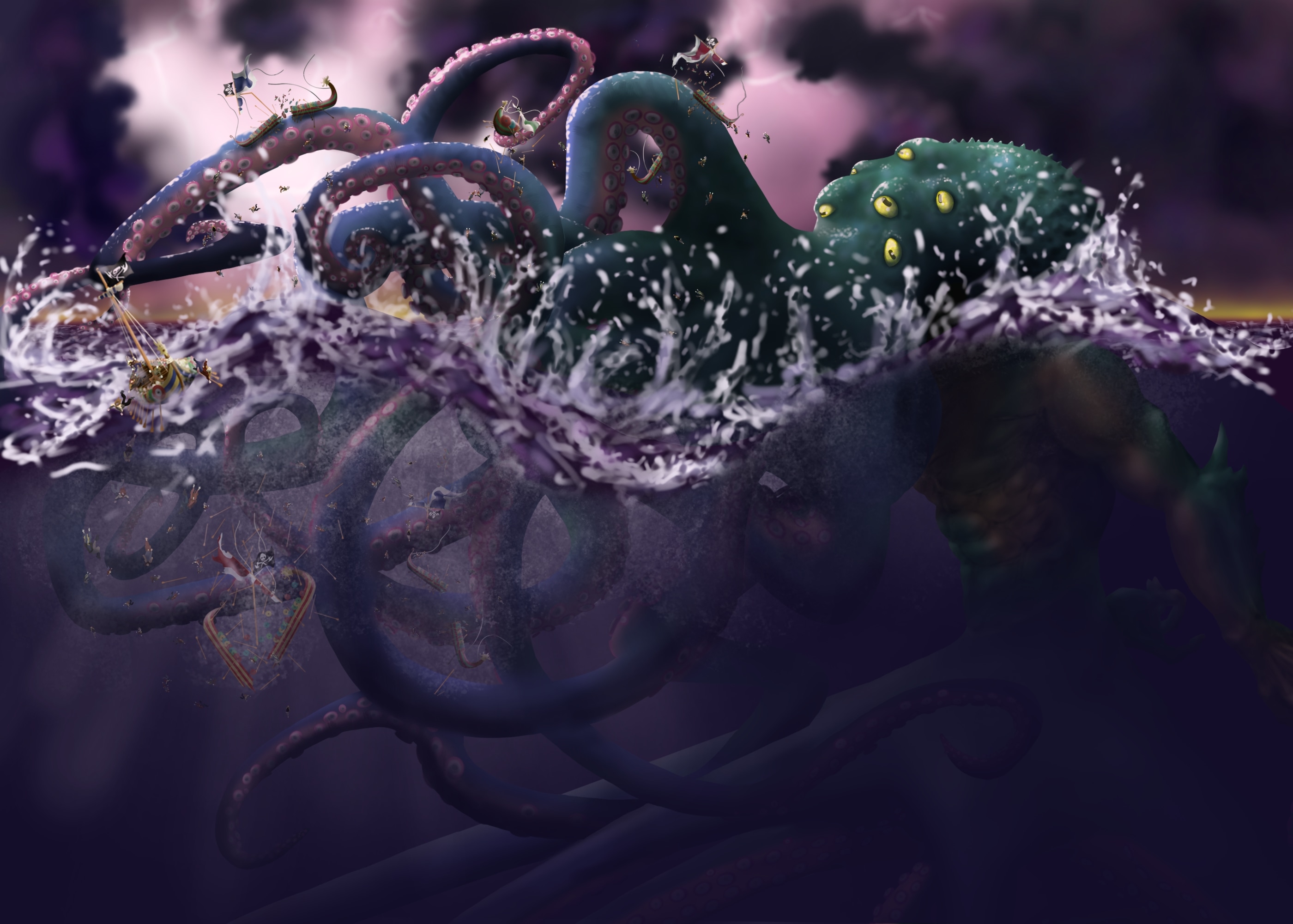 Challenge #20 - Sails of Black Bones - Le Kraken par fomw