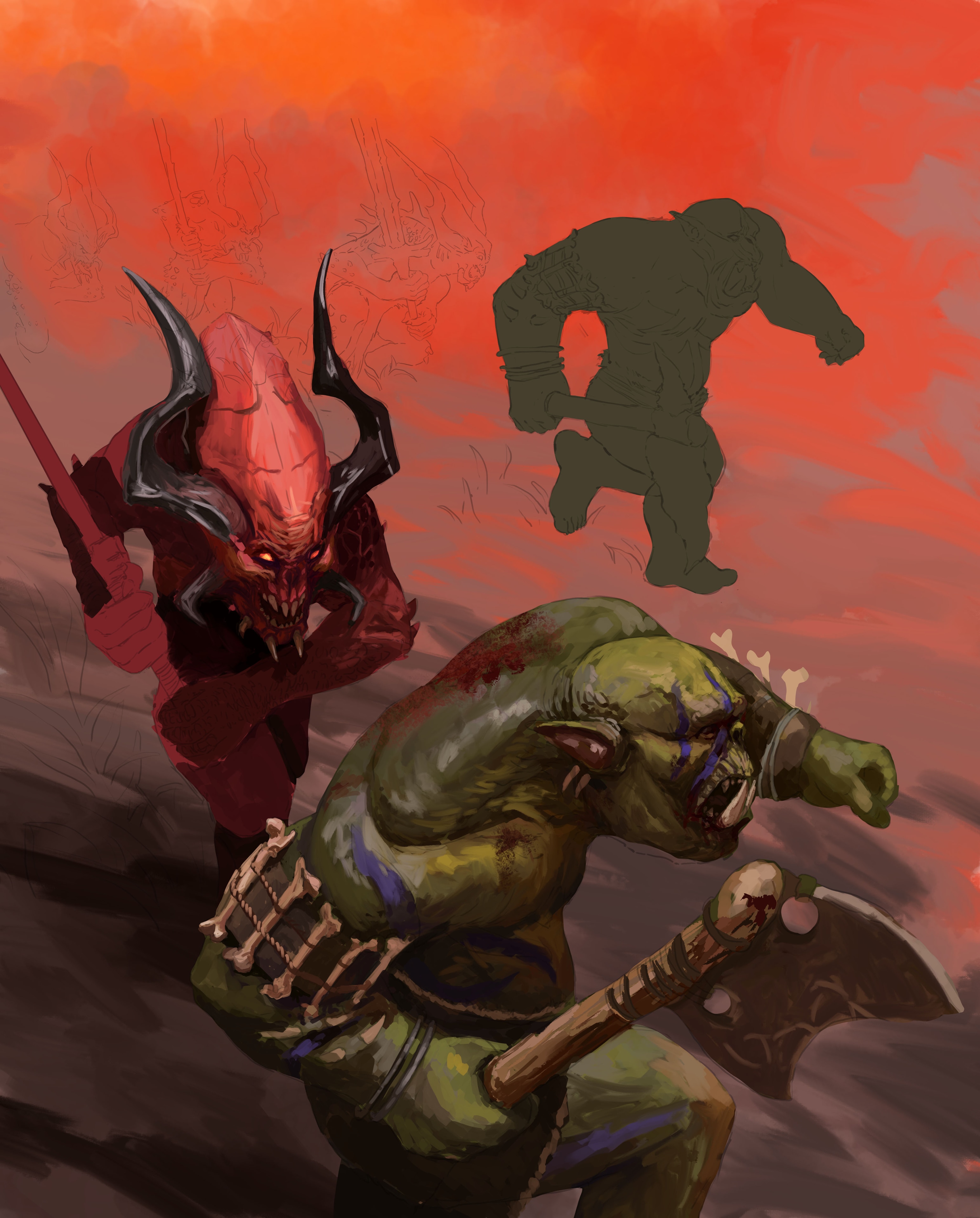 Wip savage orcs fleeing par Moscardino