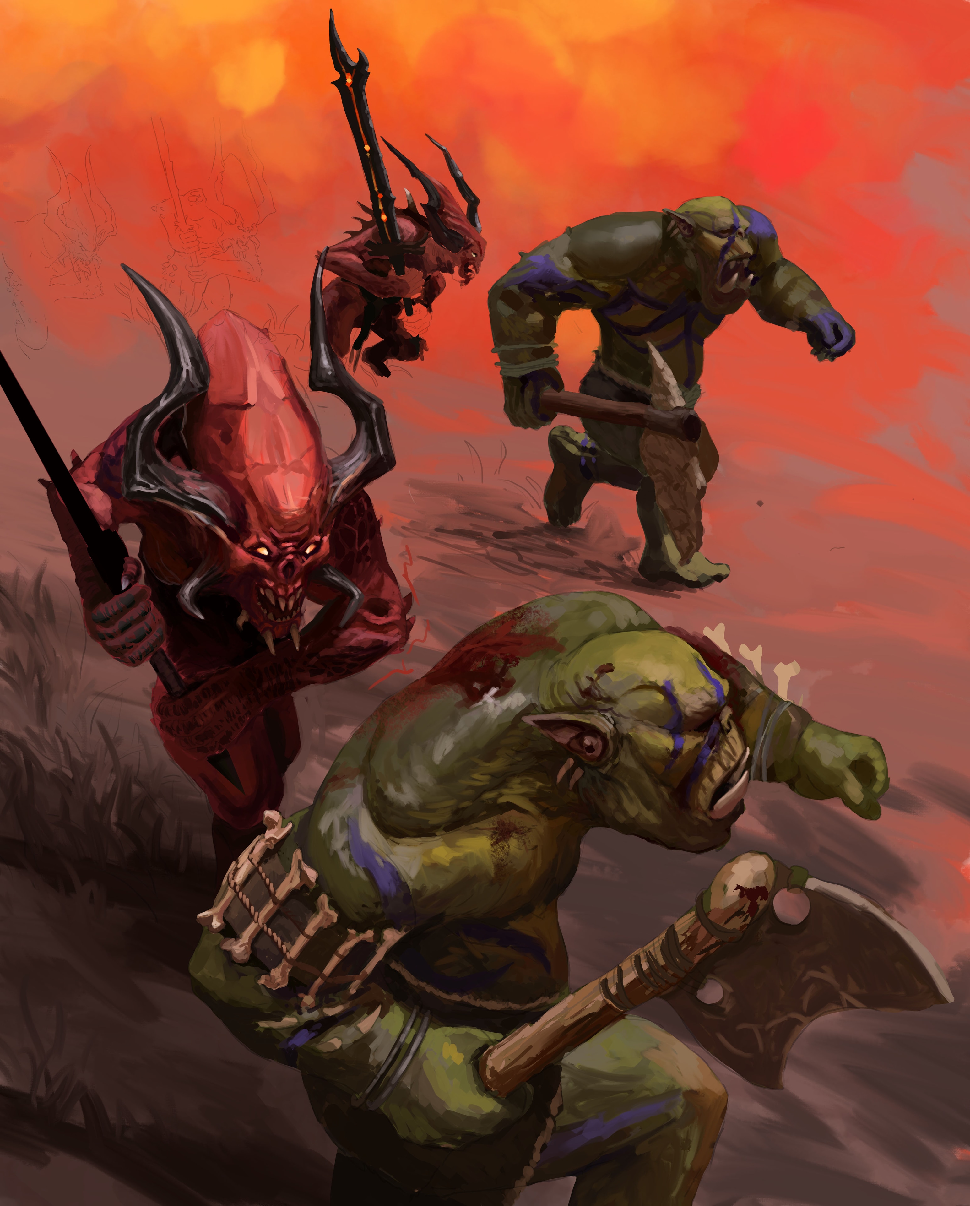 Wip savage orcs fleeing par Moscardino