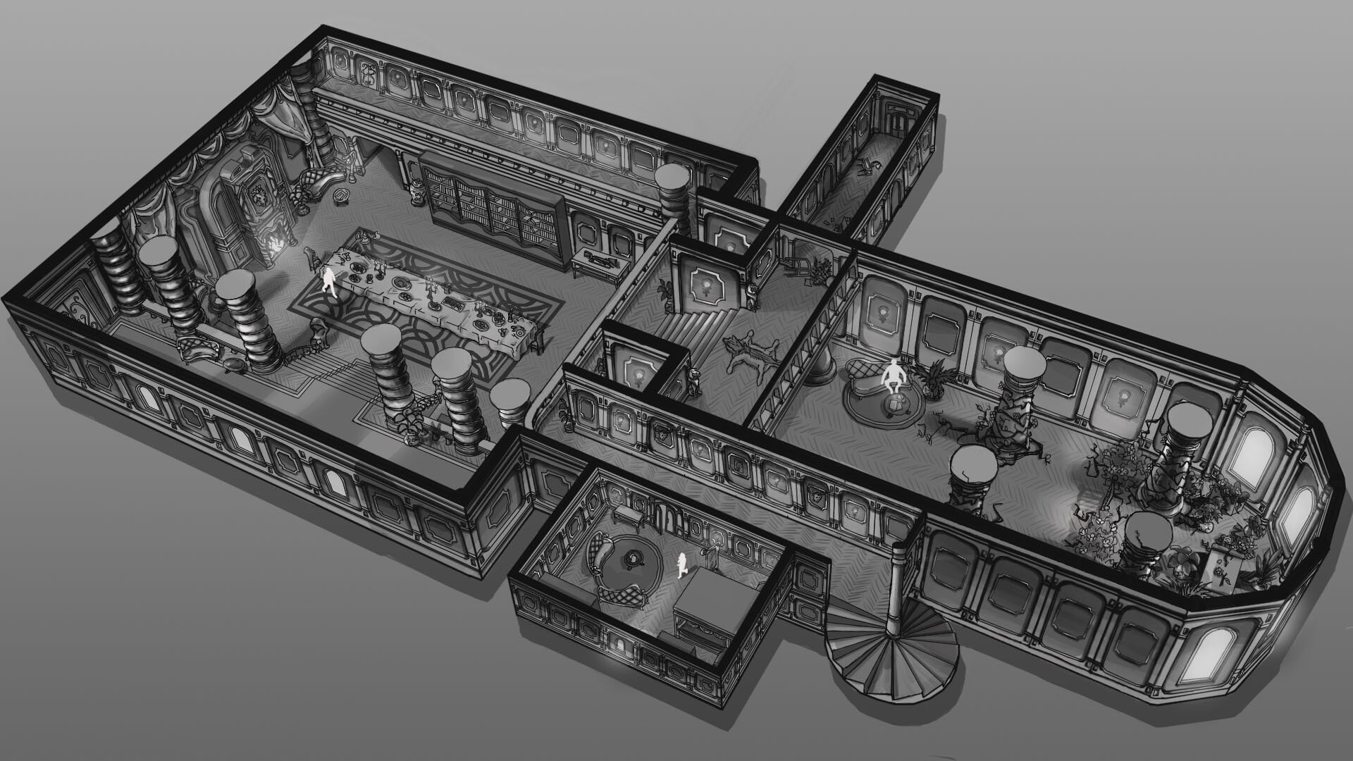 Conception 2D, 3D Interieur Belle et la Bête par Laura