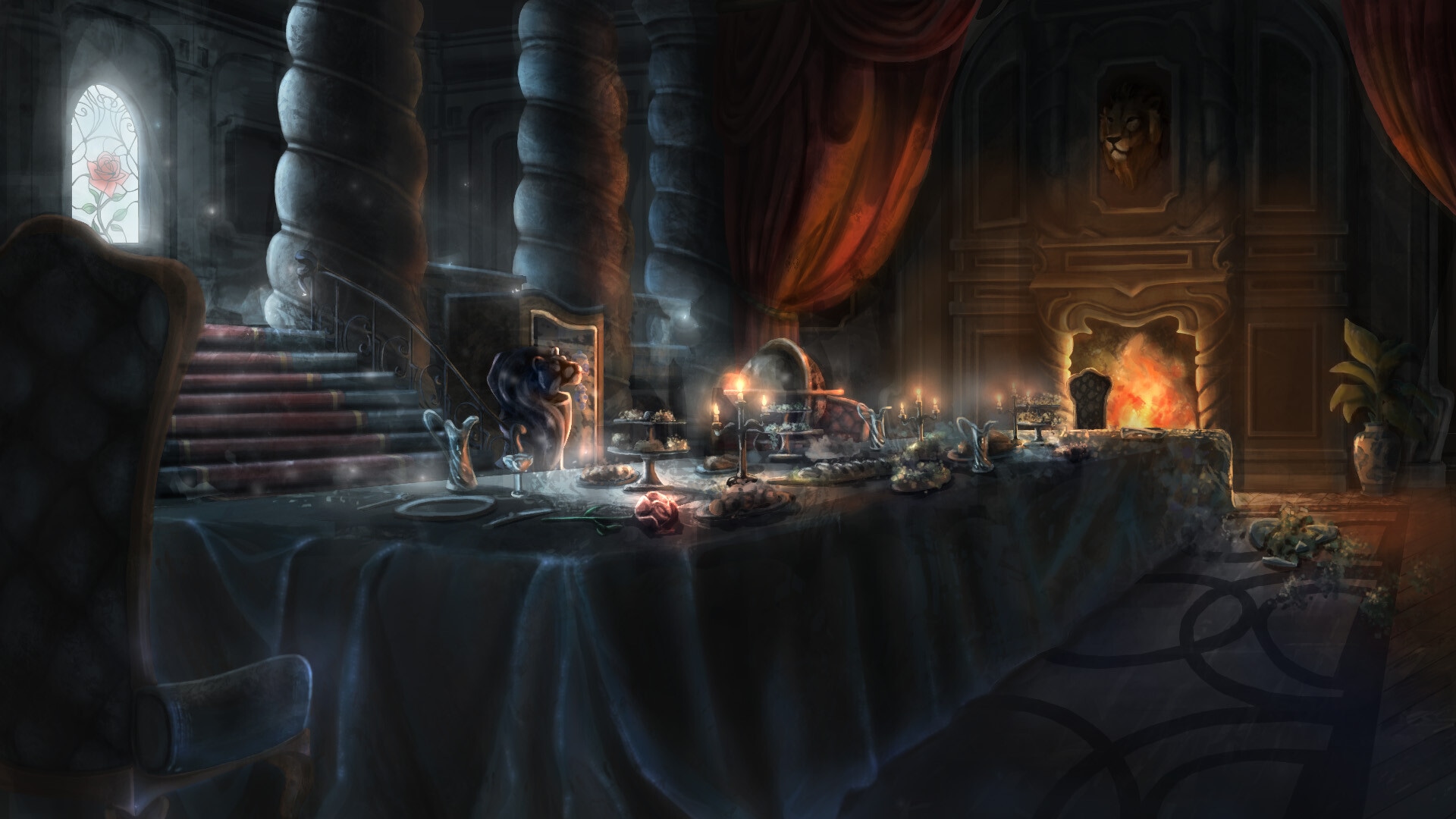 Conception 2D, 3D Interieur Belle et la Bête par Laura