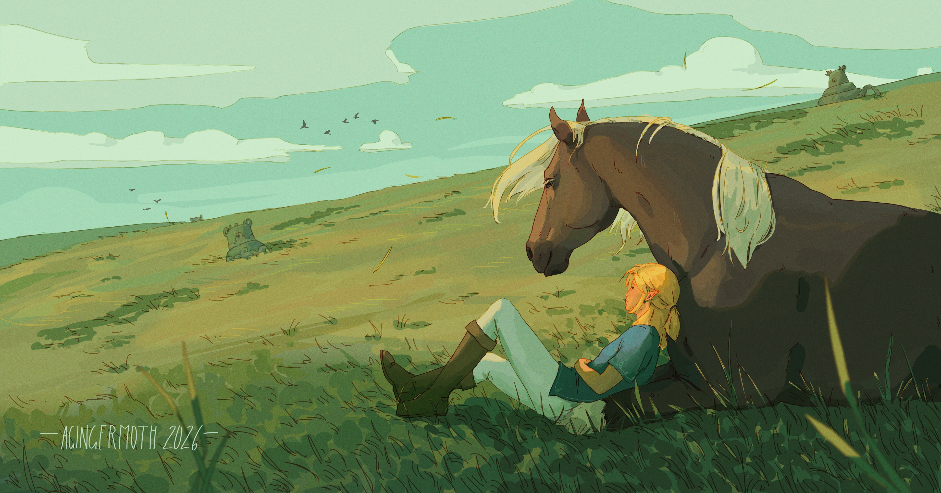 Link et Epona par agingermoth
