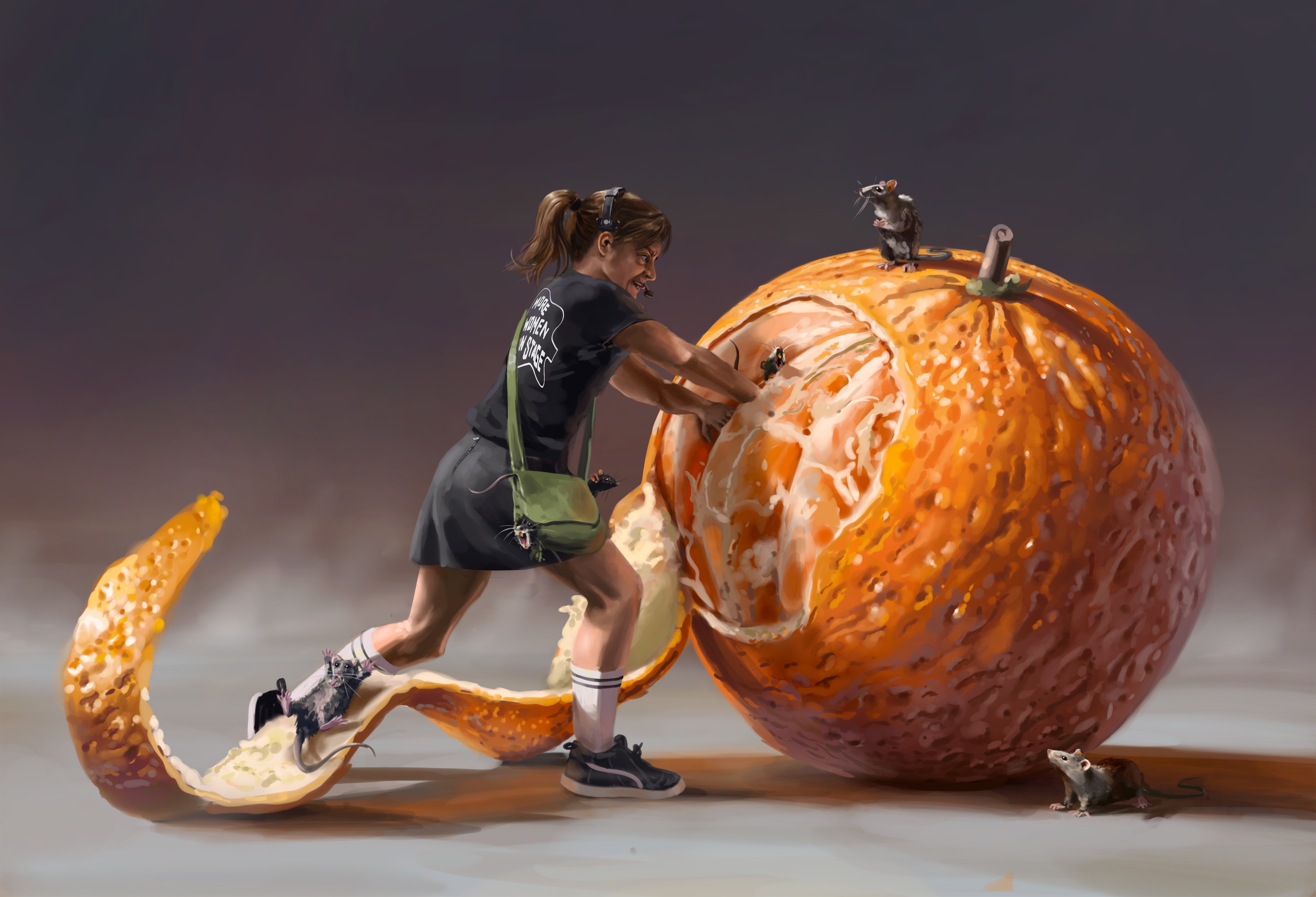 Ça s'est bien passé pour mettre le rat dans l'orange ? par Rémy