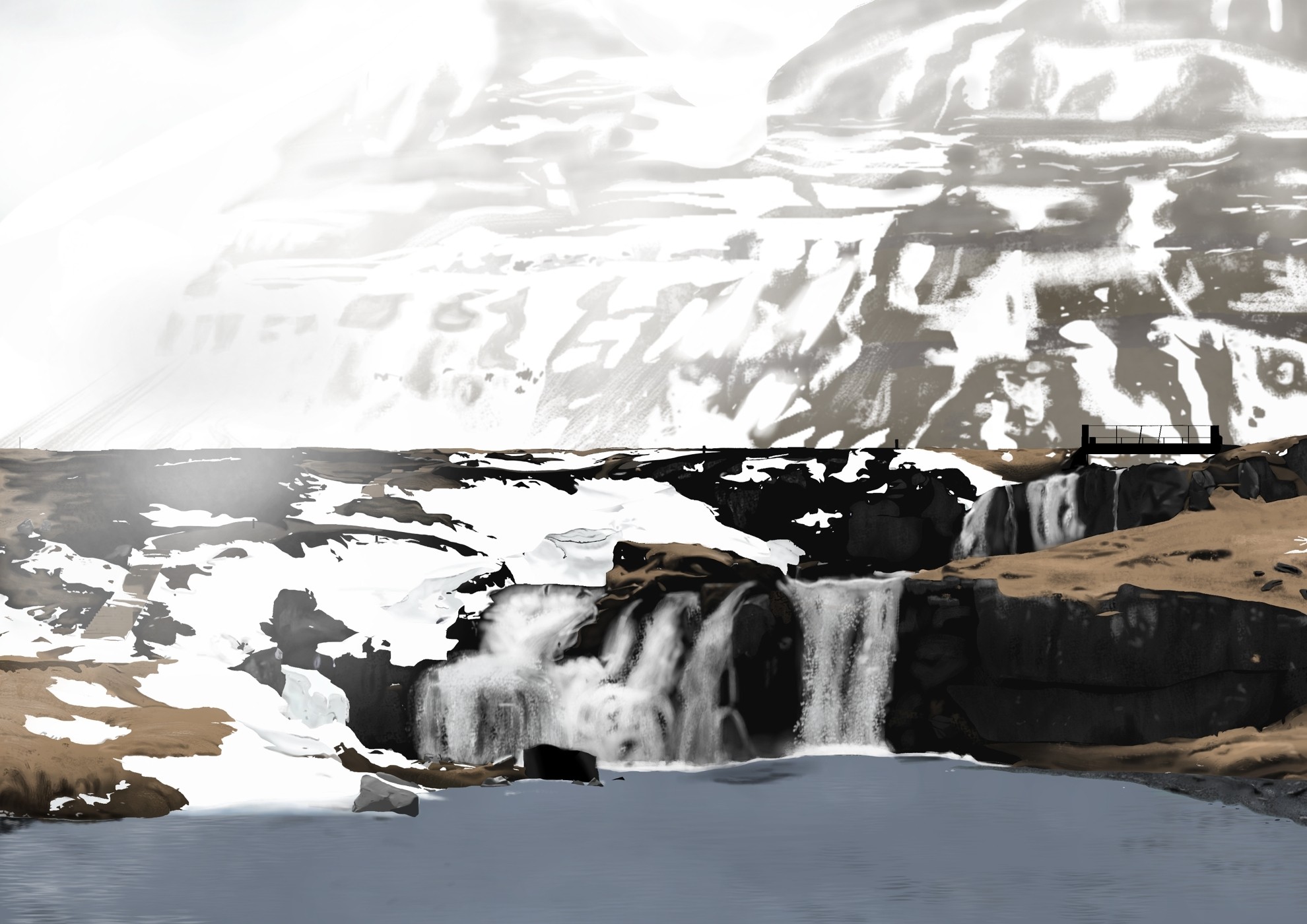 EXERCICE 3 - DIGITAL PAINTING AU LASSO (montagne enneigée) par Davy Drawy