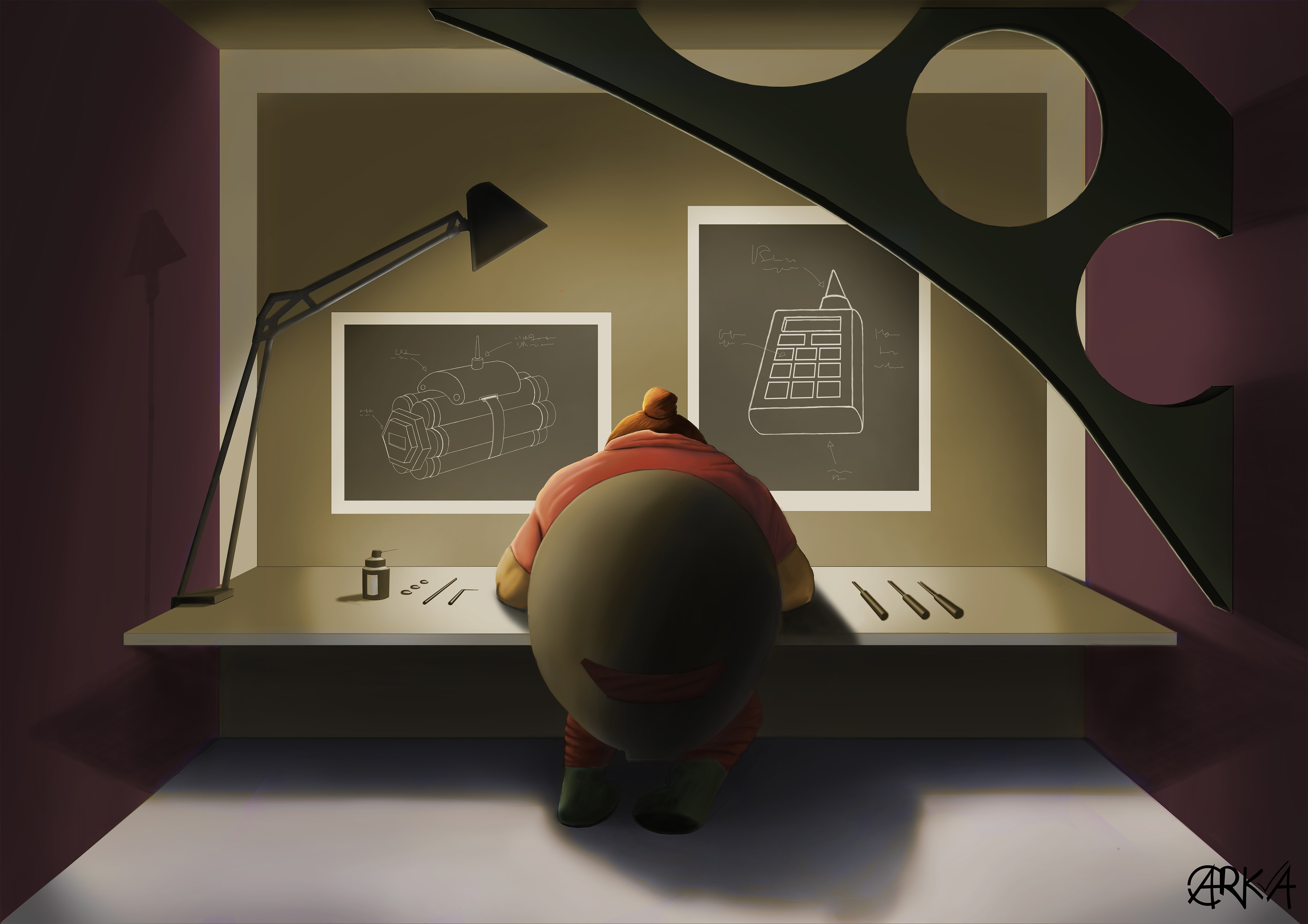 Personnage Nain dans son atelier par Arka