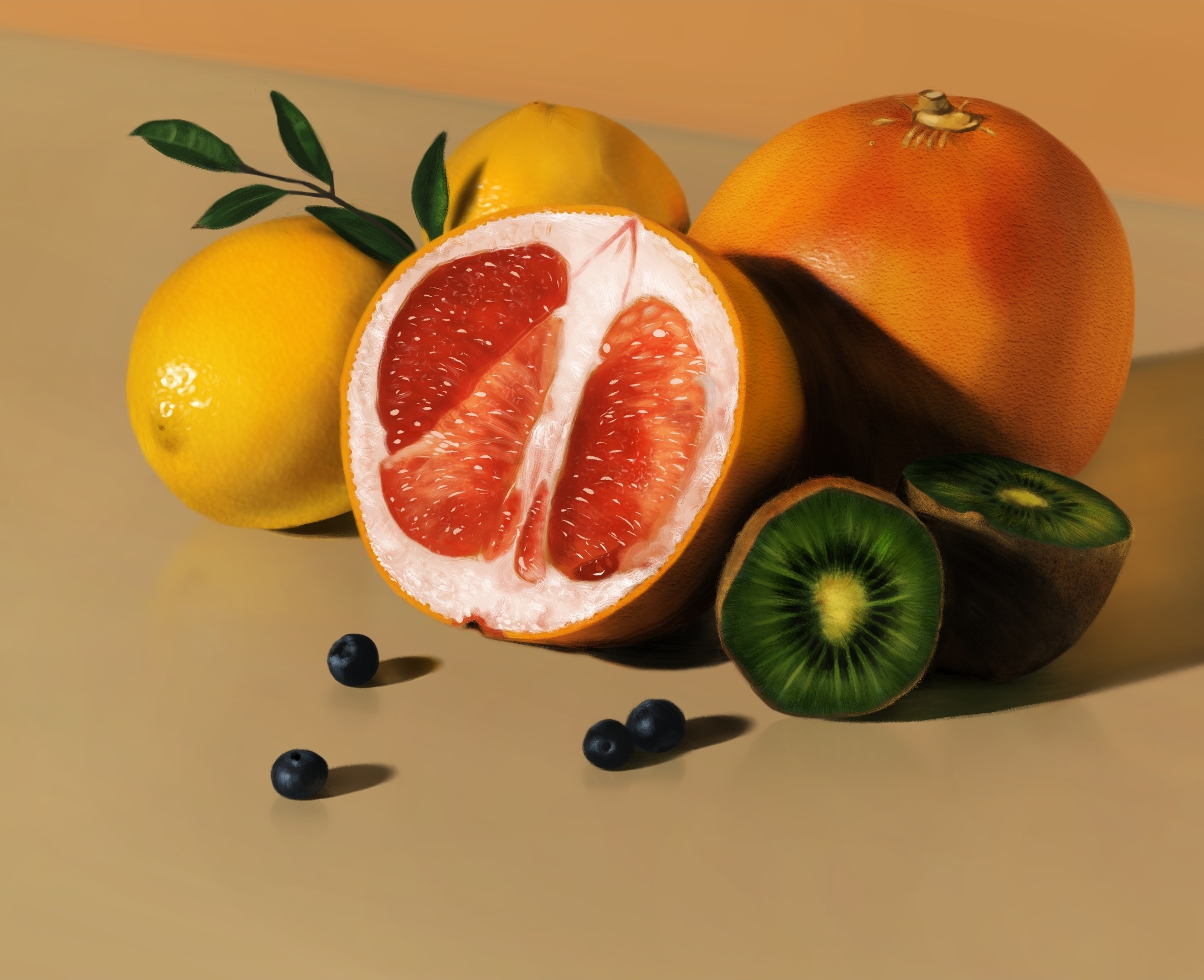 Étude de fruits par foucal