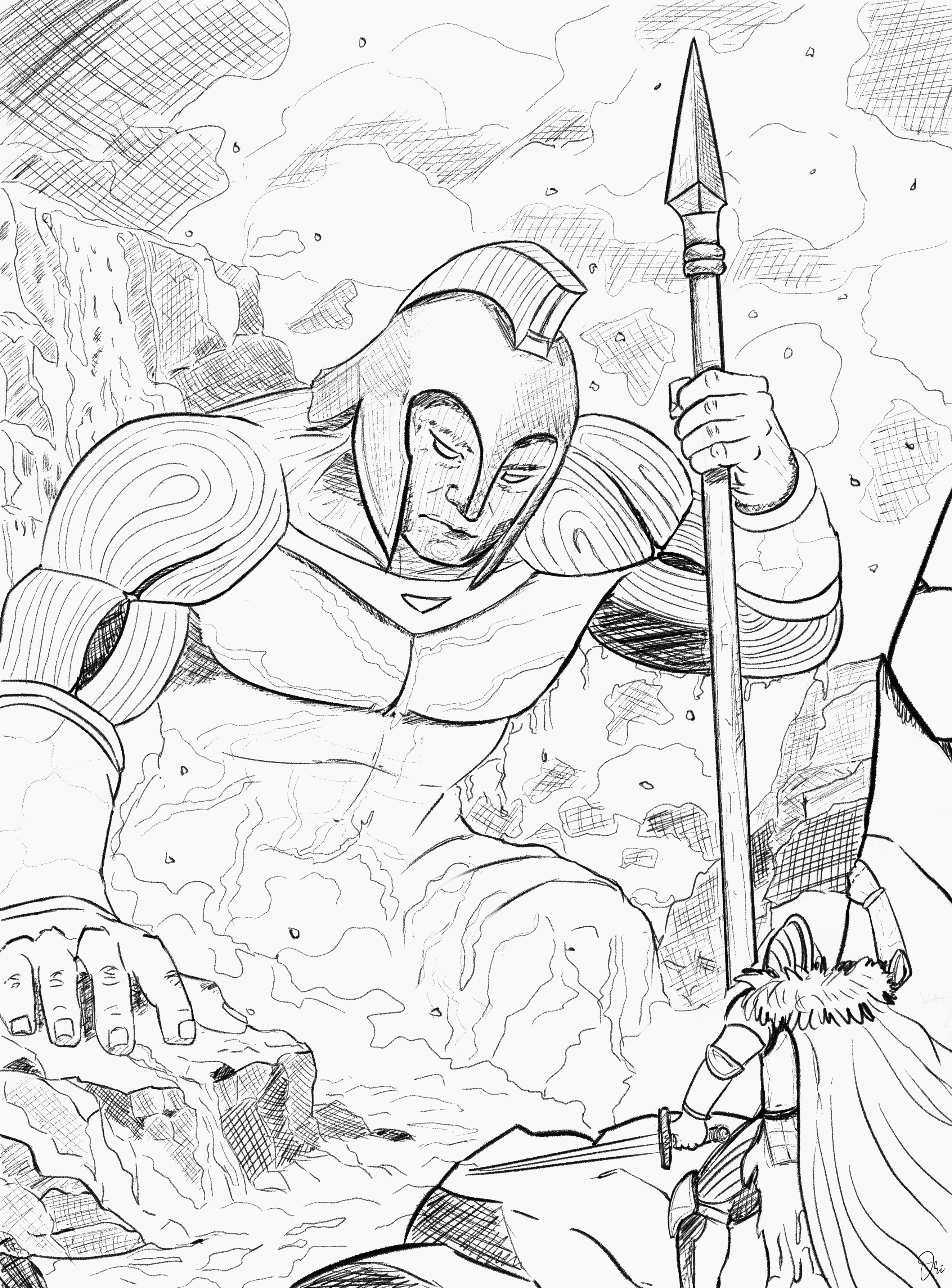 Croquis pour mon DP perso - L'éveil du géant par ori