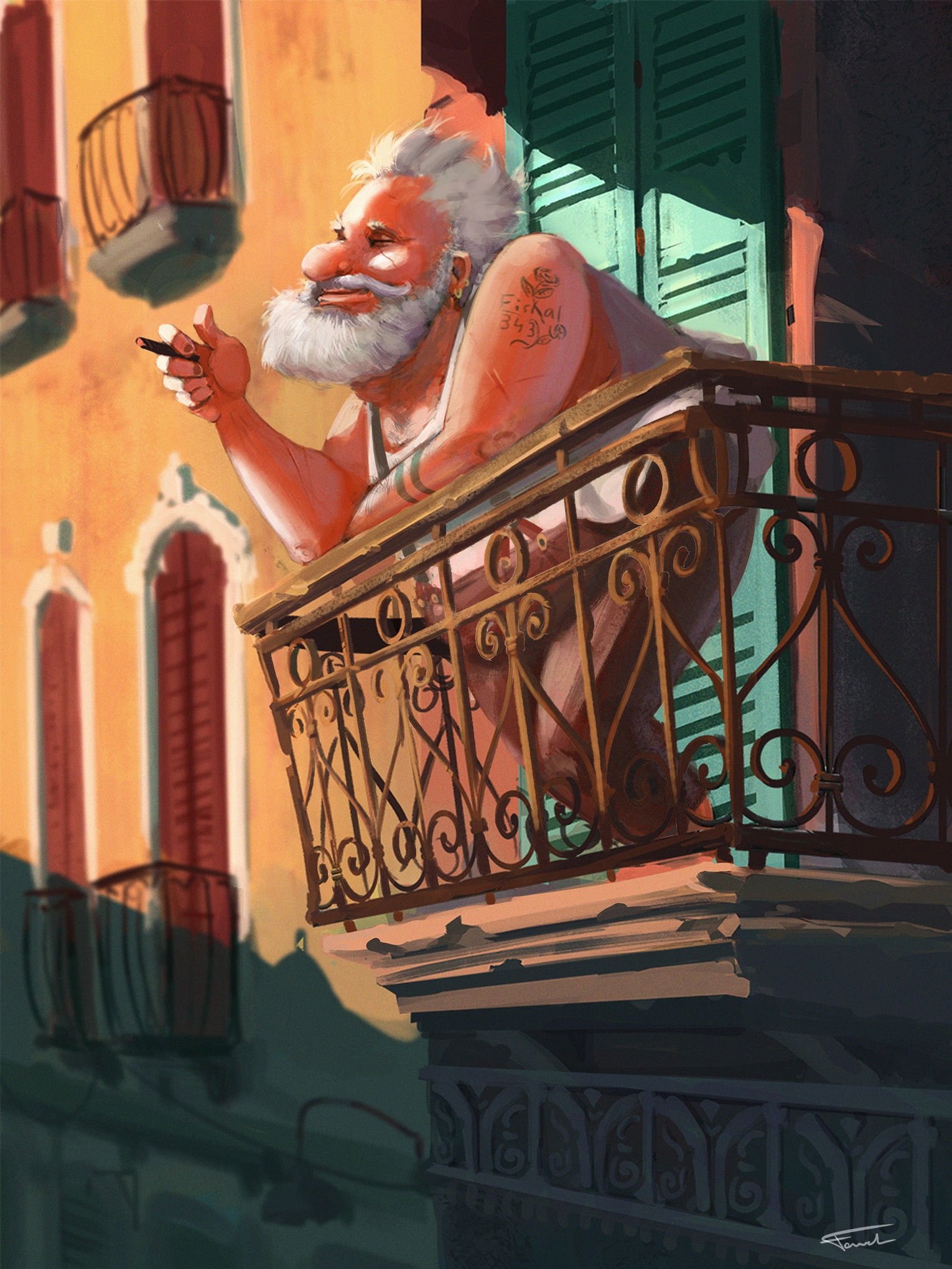 Papy balcon par Billou