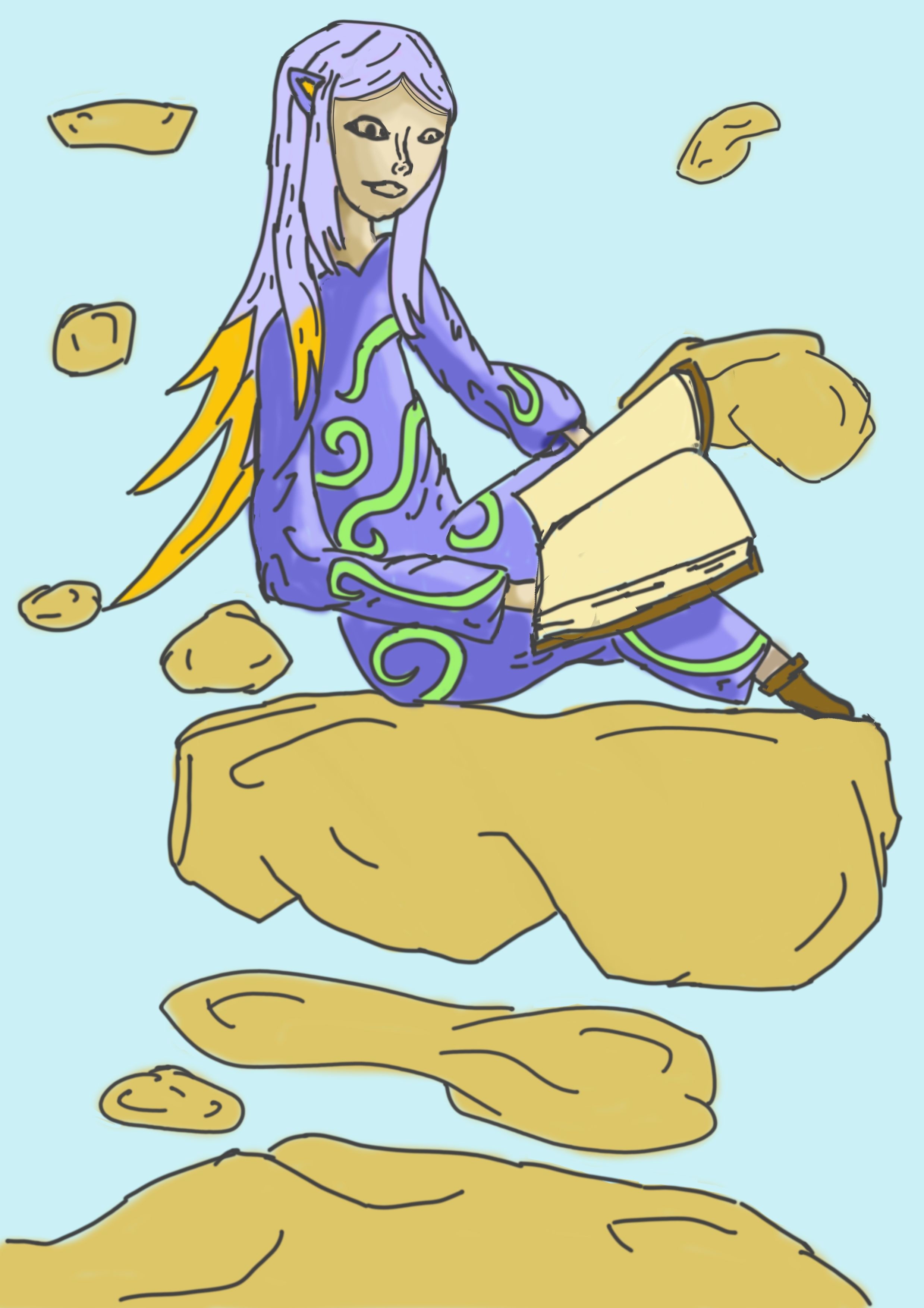 personnage raté lisant sur un rocher par ShaLeiy