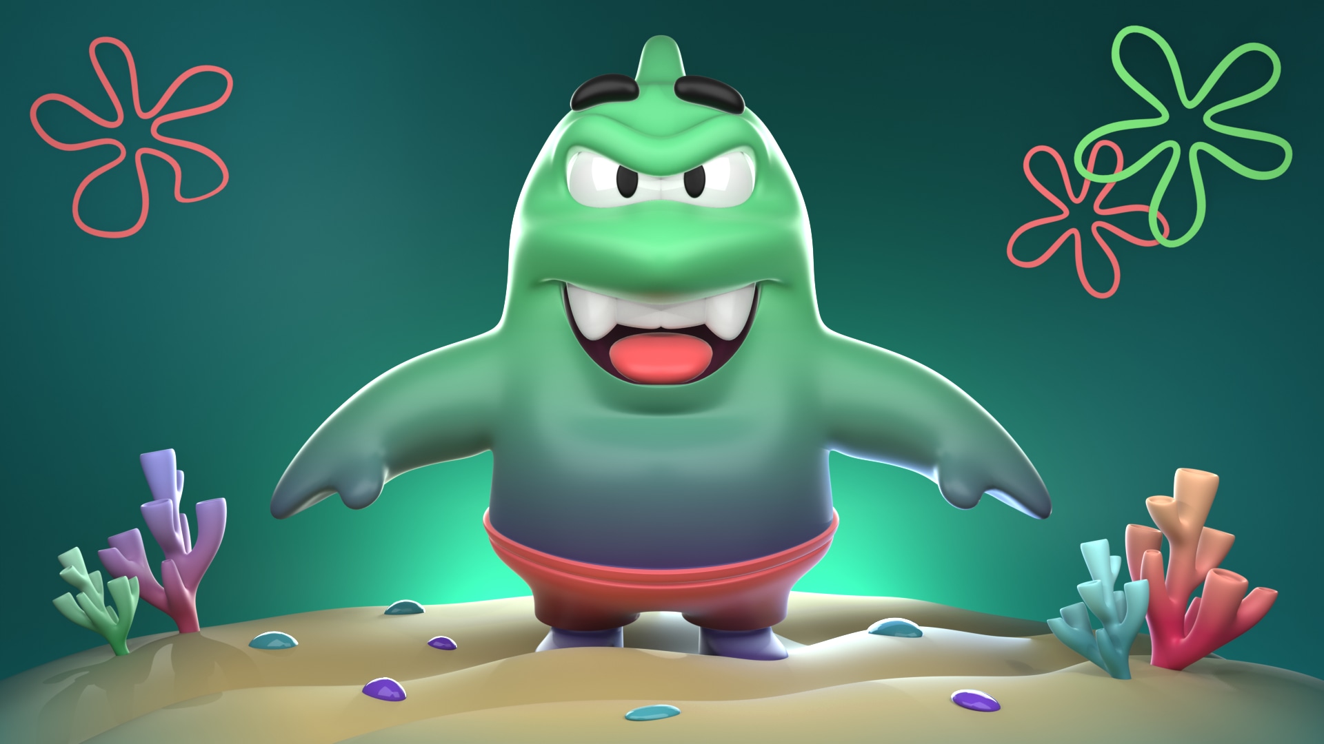 Créatures Marines Cartoon Modélisation 3D Blender par Vany