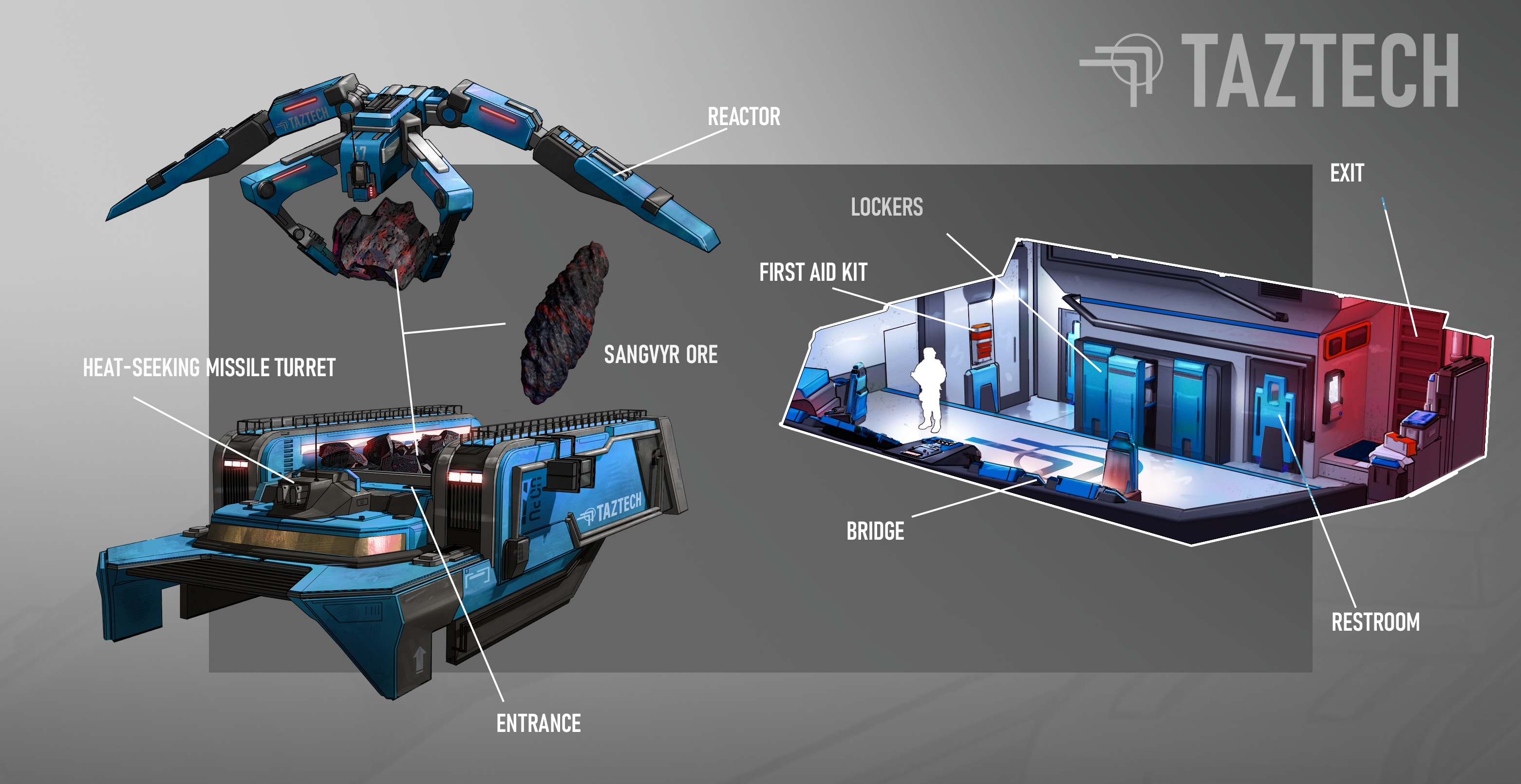 TAZTECH - Cargo ship and drone design par David Bourret