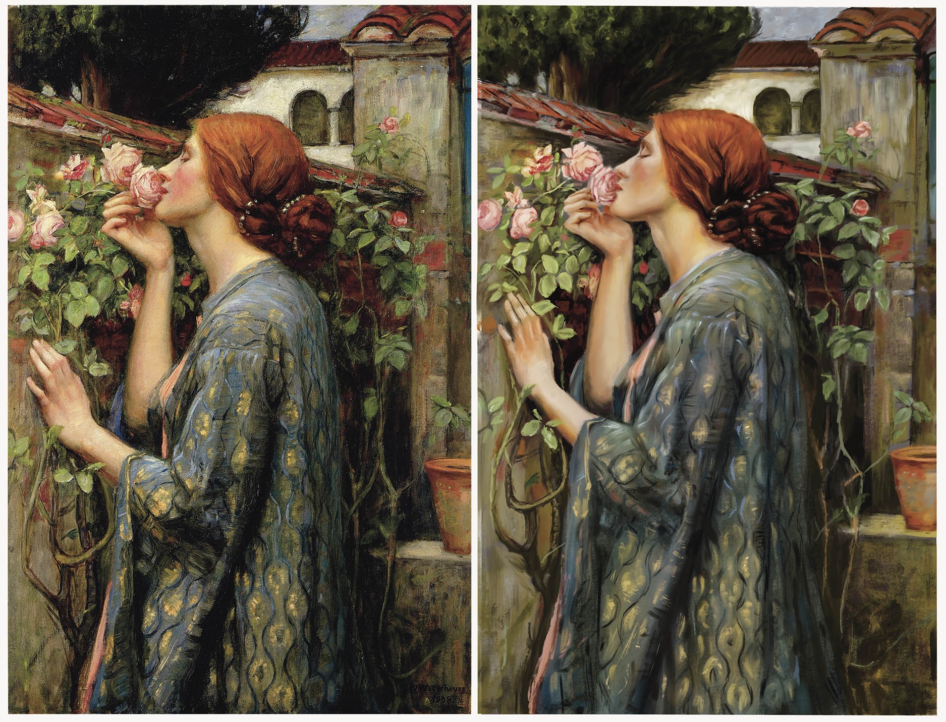 étude de "The soul of the rose "  de John William Waterhouse par Caro
