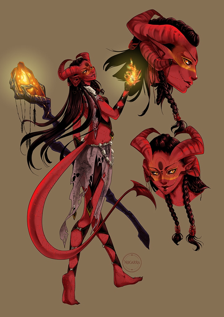 Charadesign Tiefling dark mage par nogarra