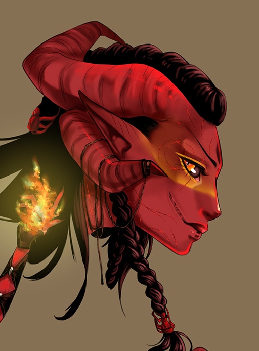 Charadesign Tiefling dark mage par nogarra