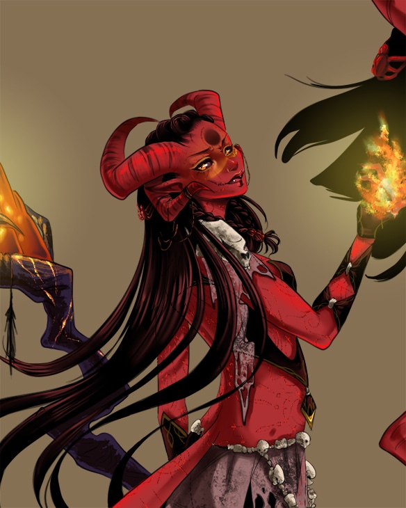 Charadesign Tiefling dark mage par nogarra