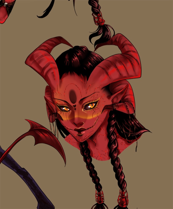 Charadesign Tiefling dark mage par nogarra