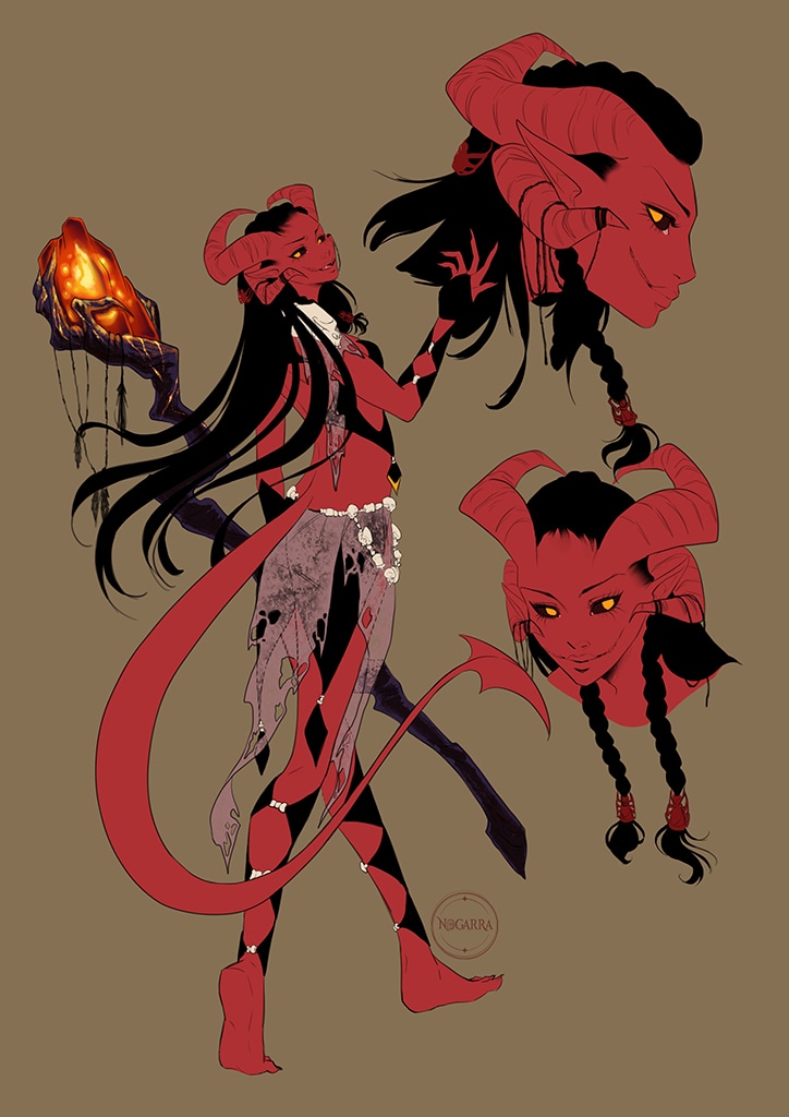 Charadesign Tiefling dark mage par nogarra