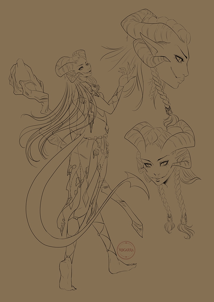 Charadesign Tiefling dark mage par nogarra