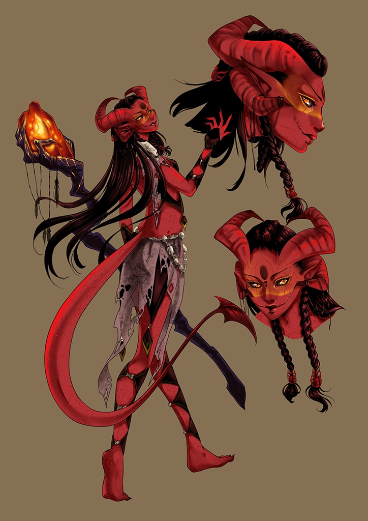 Charadesign Tiefling dark mage par nogarra