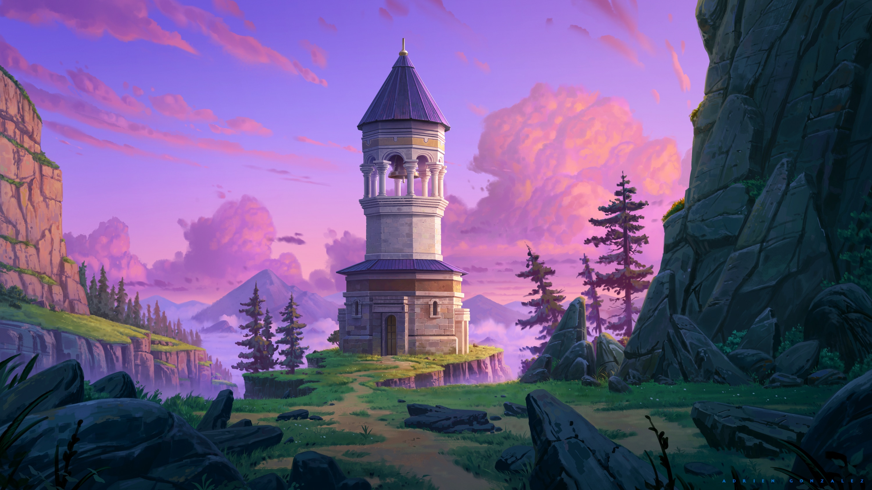 Bell Tower - Background Painting par adrienG