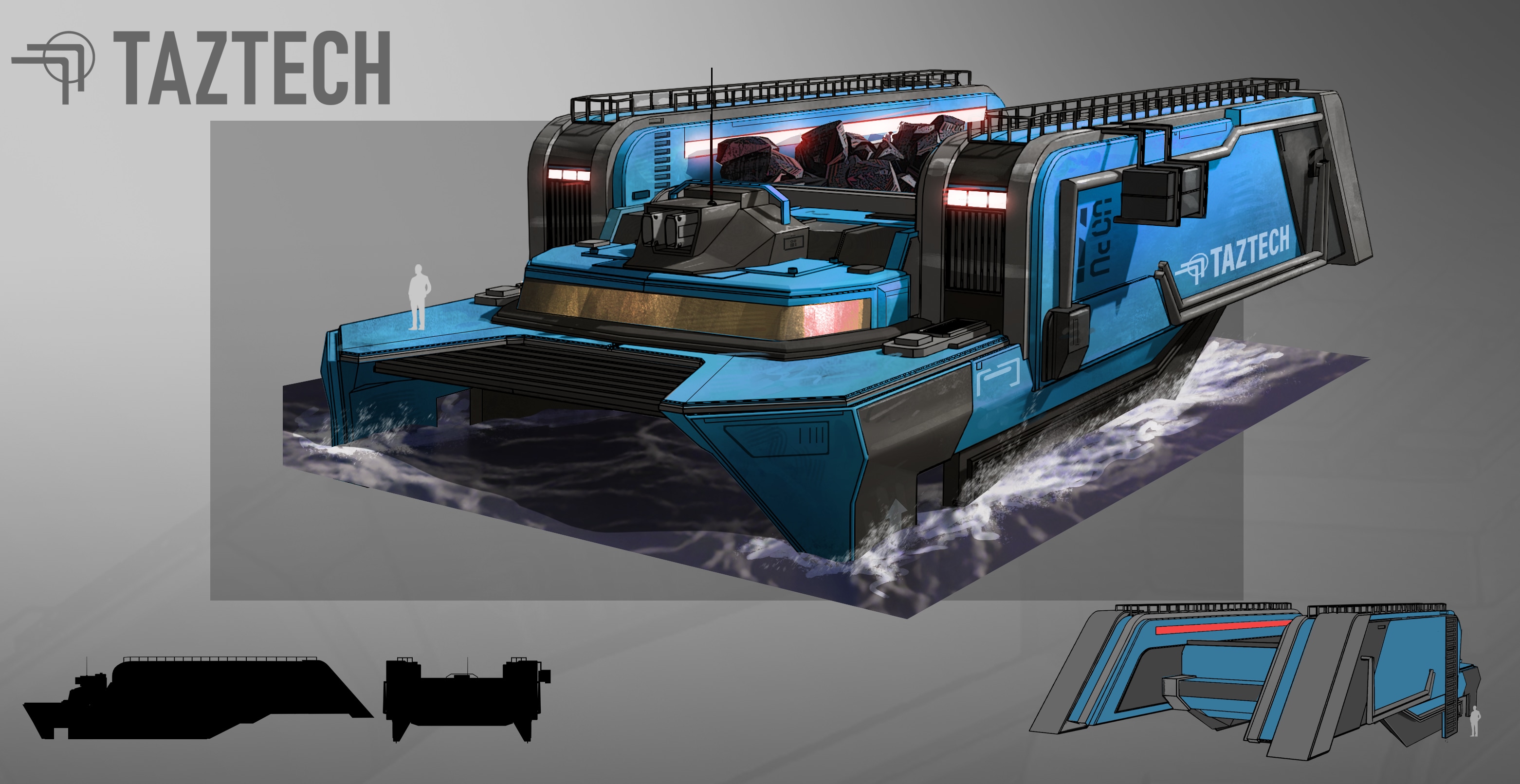 TAZTECH - Cargo ship and drone design par David Bourret