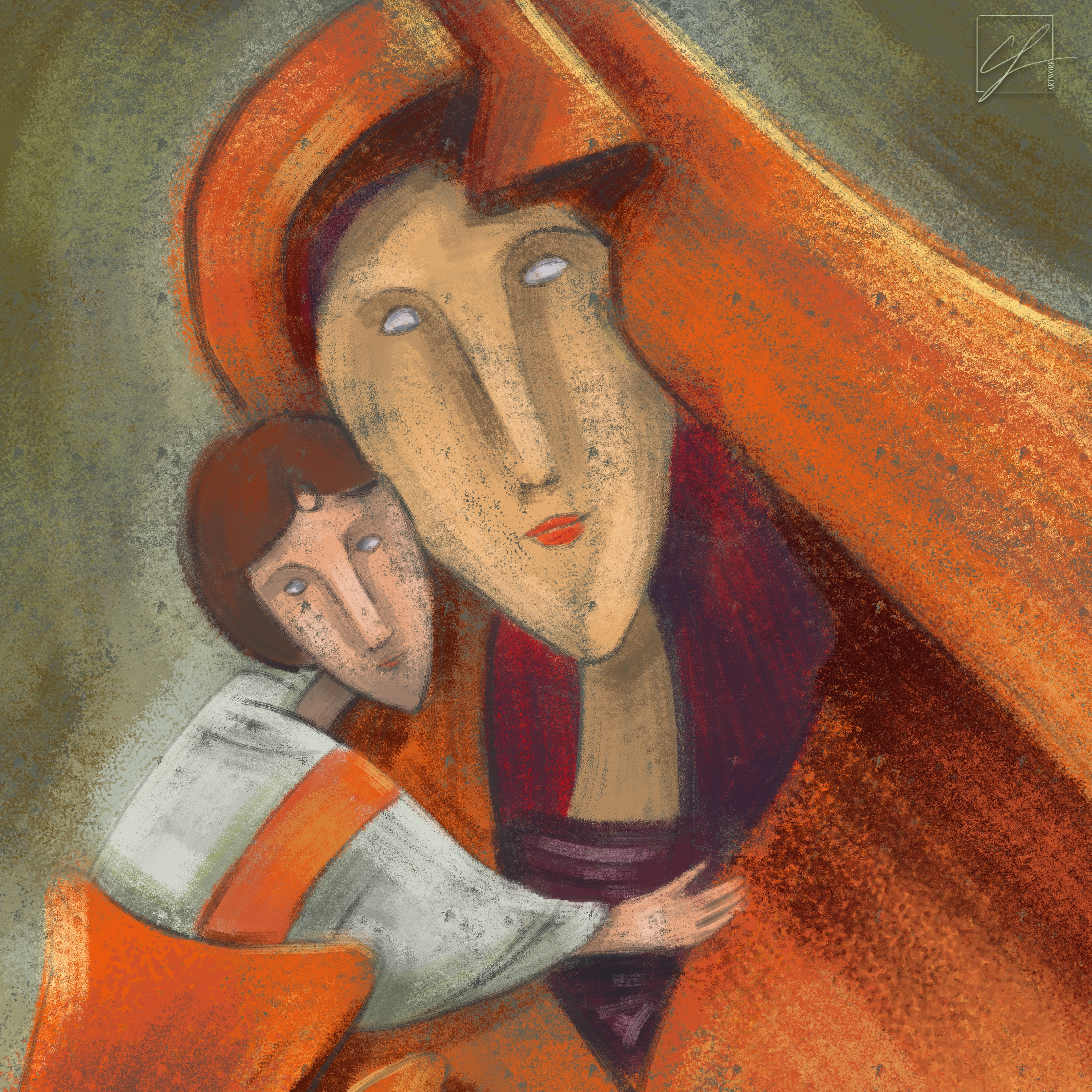 Vierge à l'enfant Modiglianesque par LineBlue