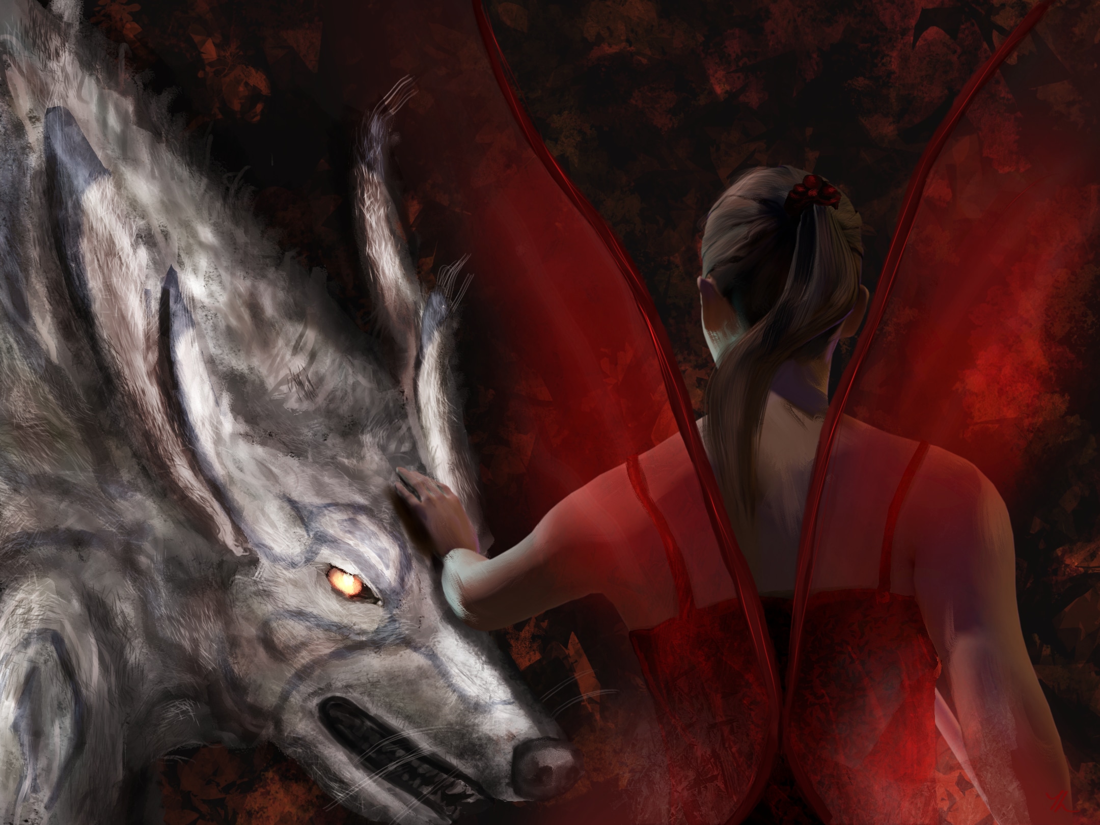 Woman and wolf par crom_le_moriac