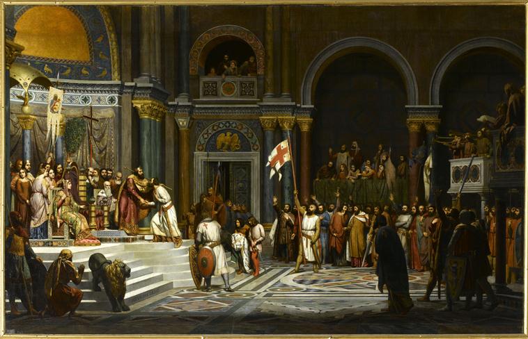 Alexandre Hesse, Godefroy de Bouillon faisant acte d'allégence à Alexis Comnène, Versailles, 1842