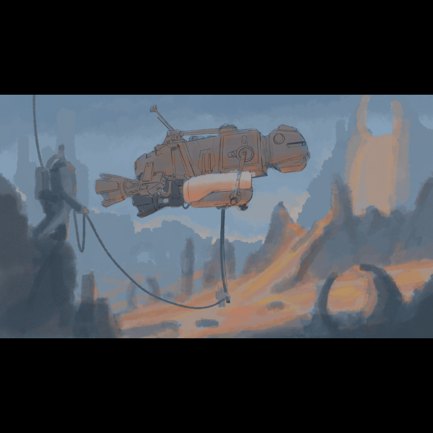 Spaceship, Lava & Ruins par Lwak