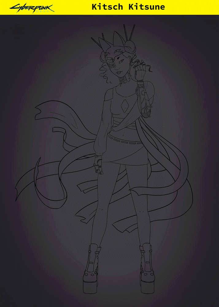 Cyberpunk_Kitsune_Gif par koneko