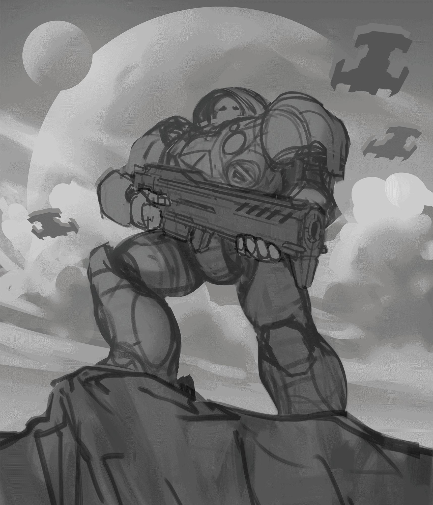 Starcraft marine - remaster d'une vieille illus par dentifreaks