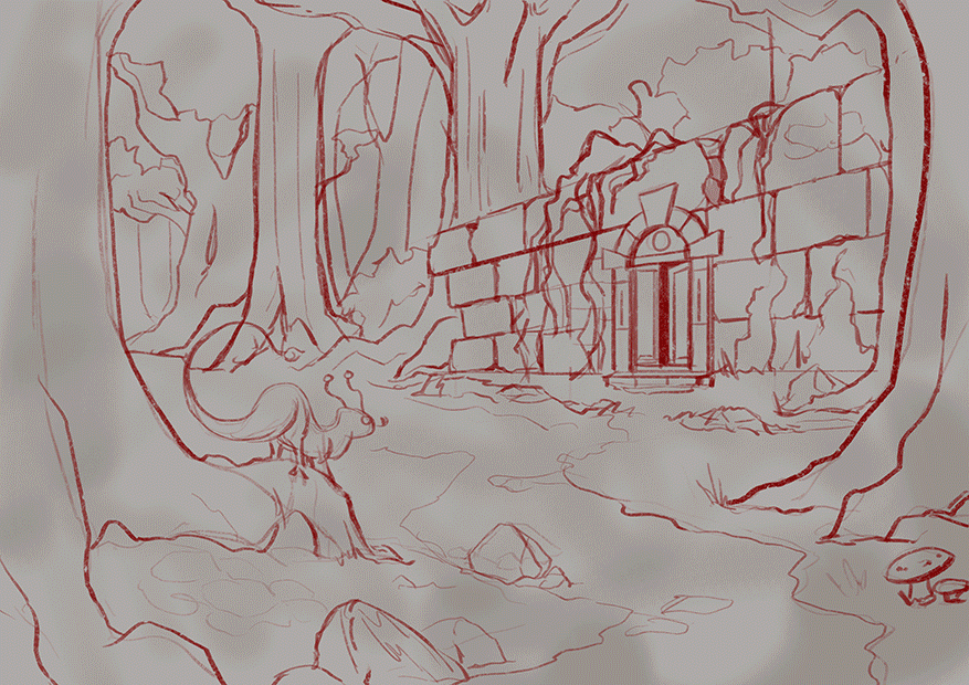 Painting d'imagination - "La forêt de l'étrange" par Triste Comique